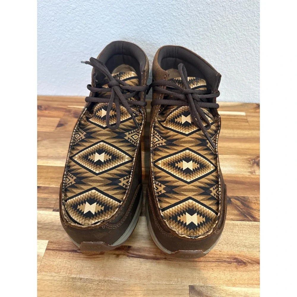 Ariat Mens Spitfire Moc Old Earth Brown Leather Southwestern Shoes 10EE Wide